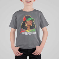Black Woman Juneteenth Graphic T Shirt For Kid Rooted In Freedom Since 1865