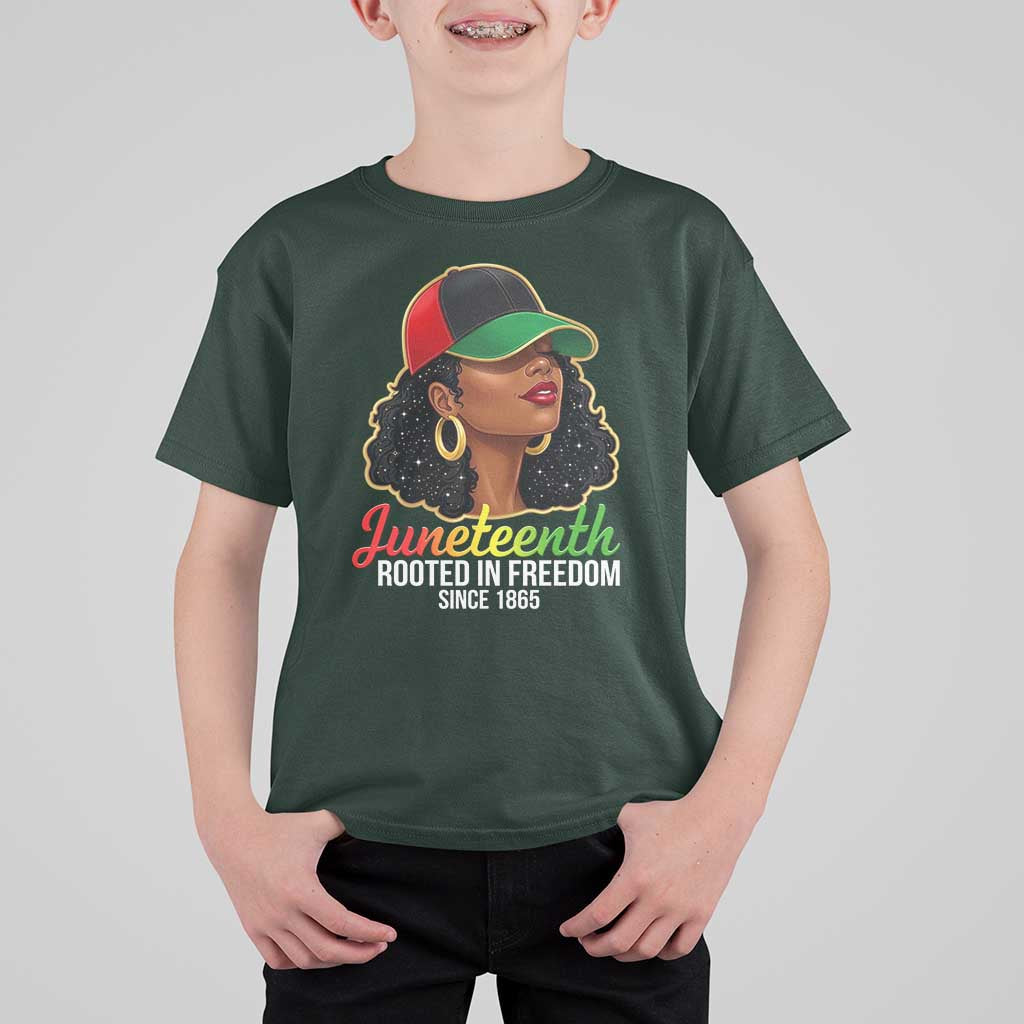 Black Woman Juneteenth Graphic T Shirt For Kid Rooted In Freedom Since 1865
