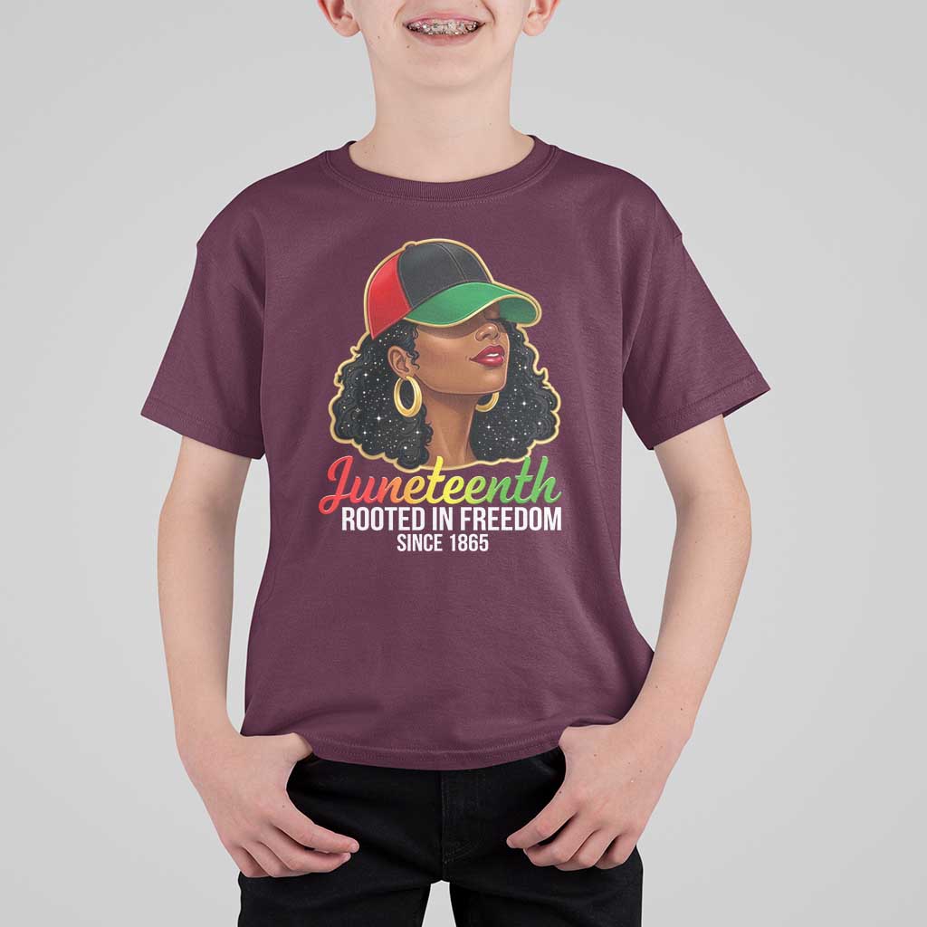 Black Woman Juneteenth Graphic T Shirt For Kid Rooted In Freedom Since 1865