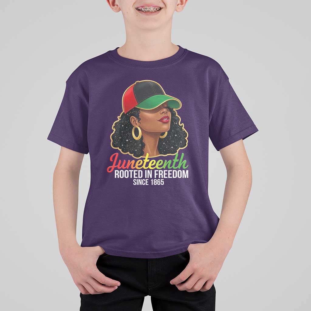 Black Woman Juneteenth Graphic T Shirt For Kid Rooted In Freedom Since 1865