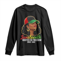 Black Woman Juneteenth Graphic Long Sleeve Shirt Rooted In Freedom Since 1865