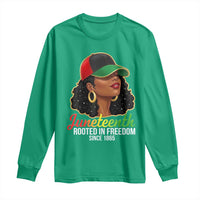 Black Woman Juneteenth Graphic Long Sleeve Shirt Rooted In Freedom Since 1865