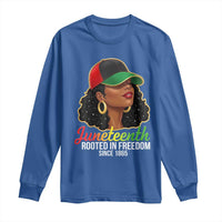 Black Woman Juneteenth Graphic Long Sleeve Shirt Rooted In Freedom Since 1865