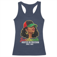 Black Woman Juneteenth Graphic Racerback Tank Top Rooted In Freedom Since 1865