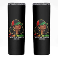 Black Woman Juneteenth Graphic Skinny Tumbler Rooted In Freedom Since 1865