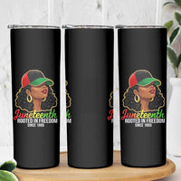 Black Woman Juneteenth Graphic Skinny Tumbler Rooted In Freedom Since 1865