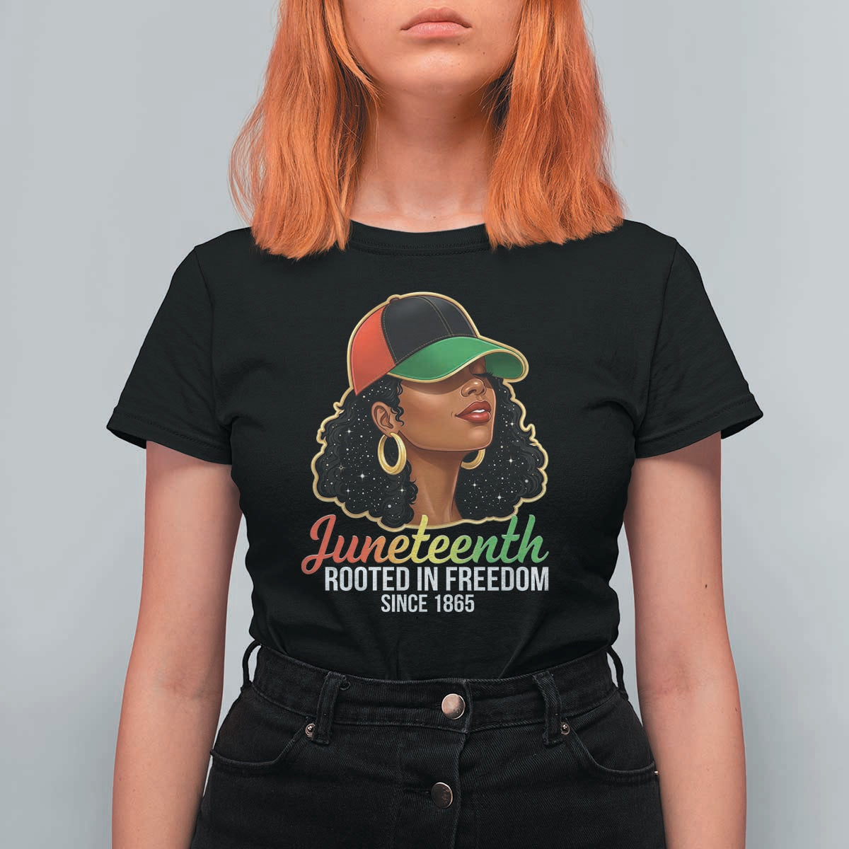 Black Woman Juneteenth Graphic T Shirt For Women Rooted In Freedom Since 1865