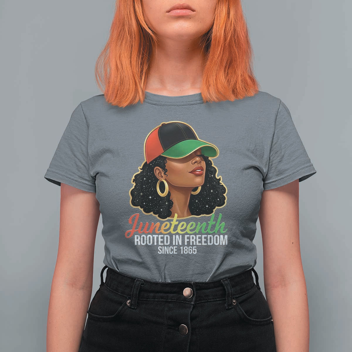 Black Woman Juneteenth Graphic T Shirt For Women Rooted In Freedom Since 1865