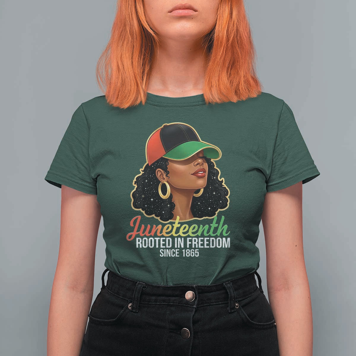 Black Woman Juneteenth Graphic T Shirt For Women Rooted In Freedom Since 1865