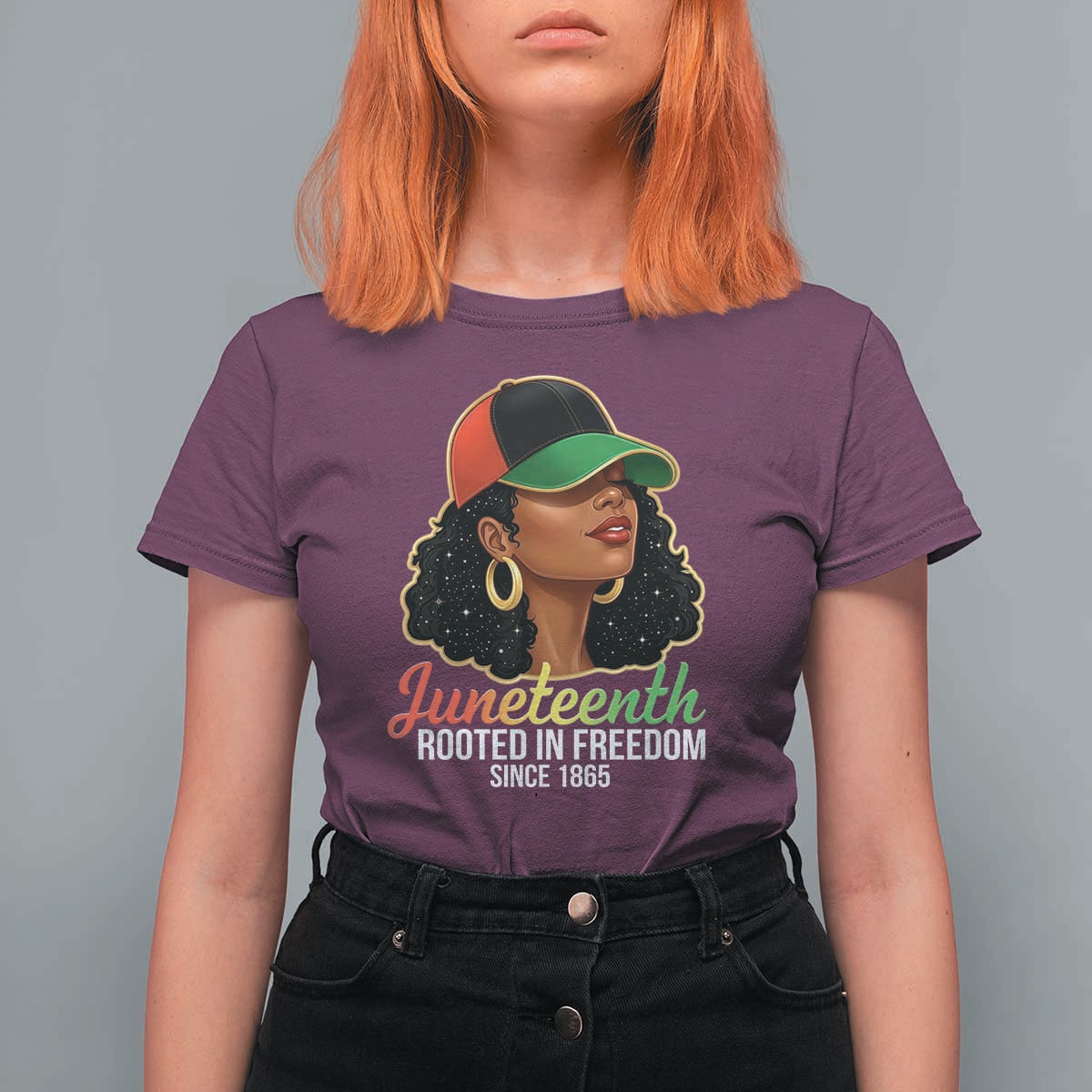 Black Woman Juneteenth Graphic T Shirt For Women Rooted In Freedom Since 1865