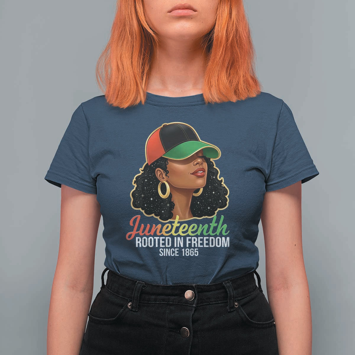 Black Woman Juneteenth Graphic T Shirt For Women Rooted In Freedom Since 1865