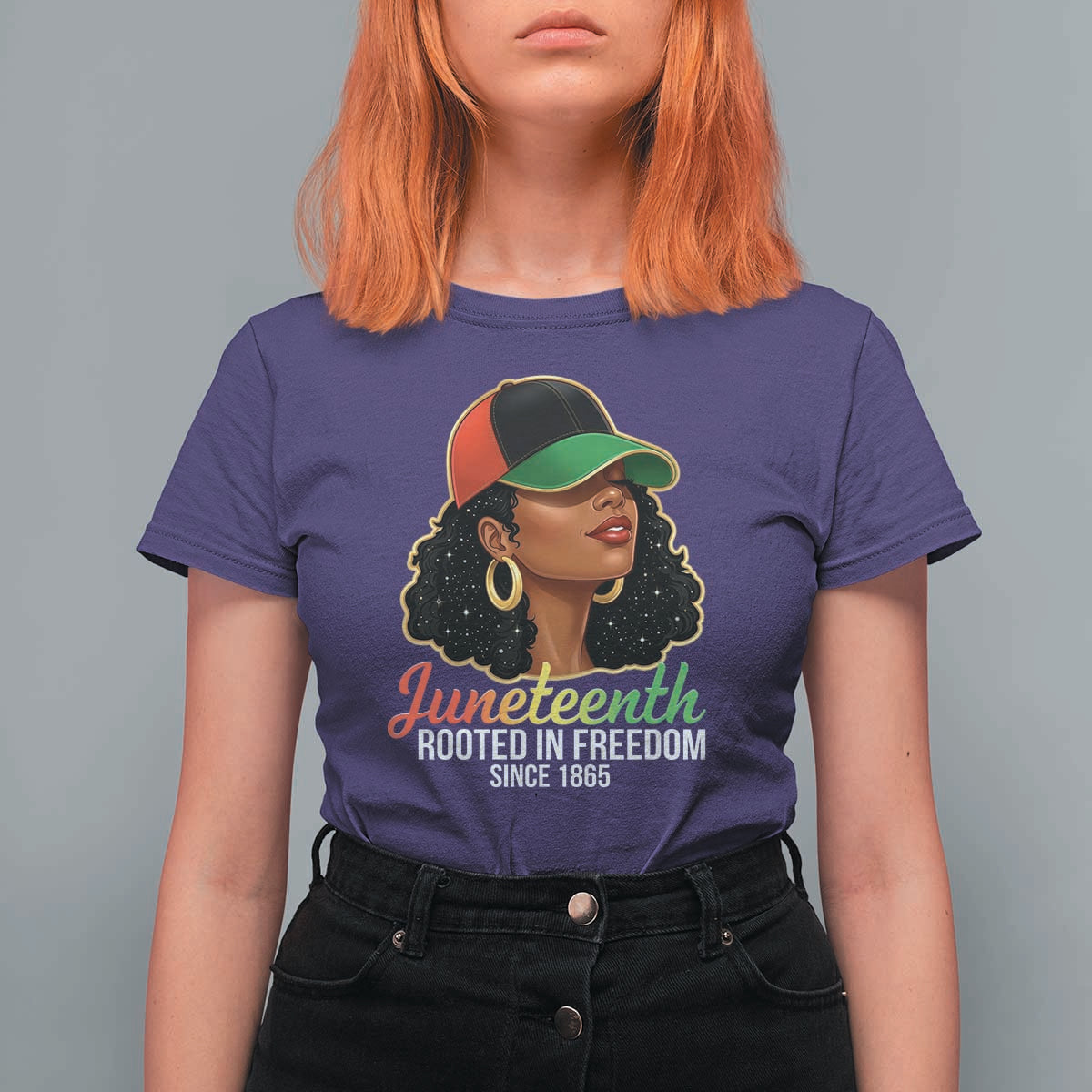 Black Woman Juneteenth Graphic T Shirt For Women Rooted In Freedom Since 1865