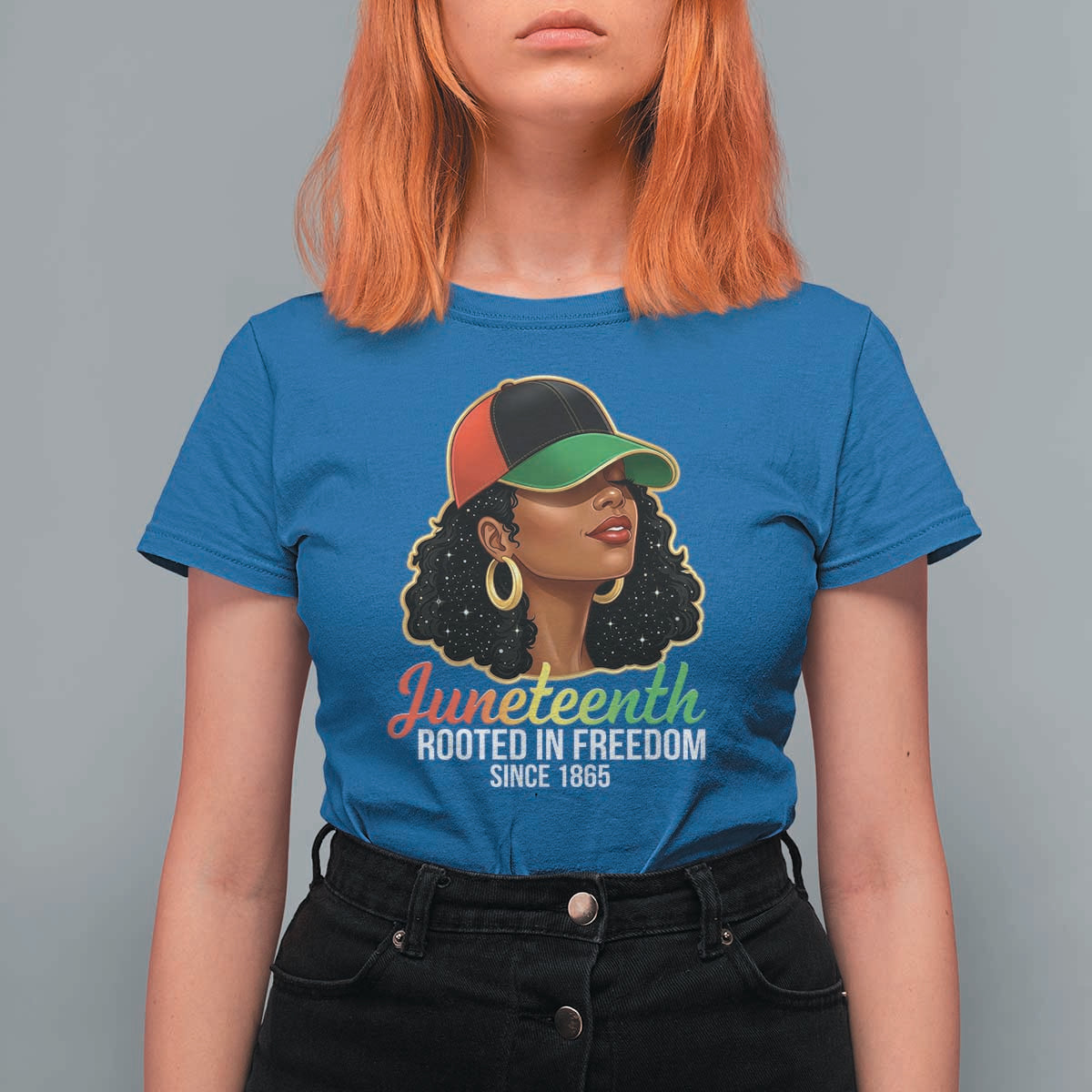 Black Woman Juneteenth Graphic T Shirt For Women Rooted In Freedom Since 1865