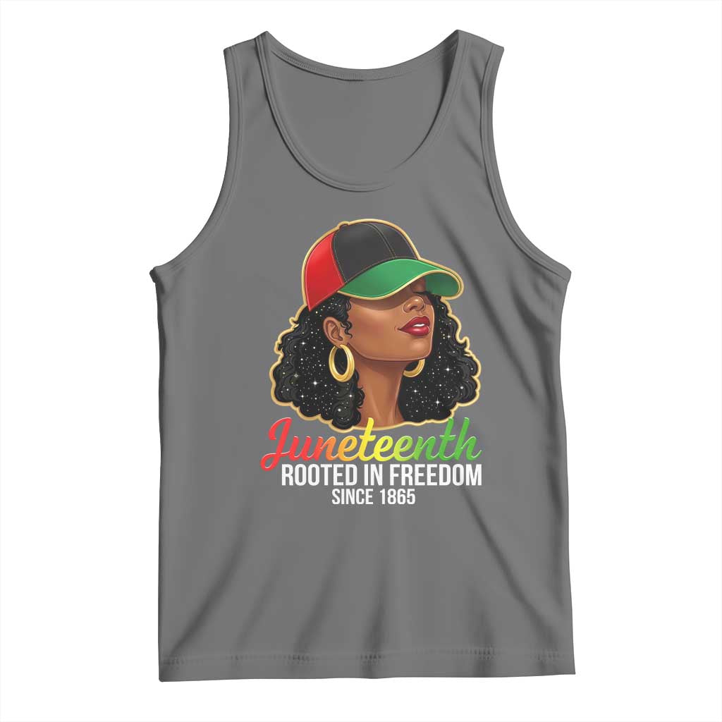 Black Woman Juneteenth Graphic Tank Top Rooted In Freedom Since 1865