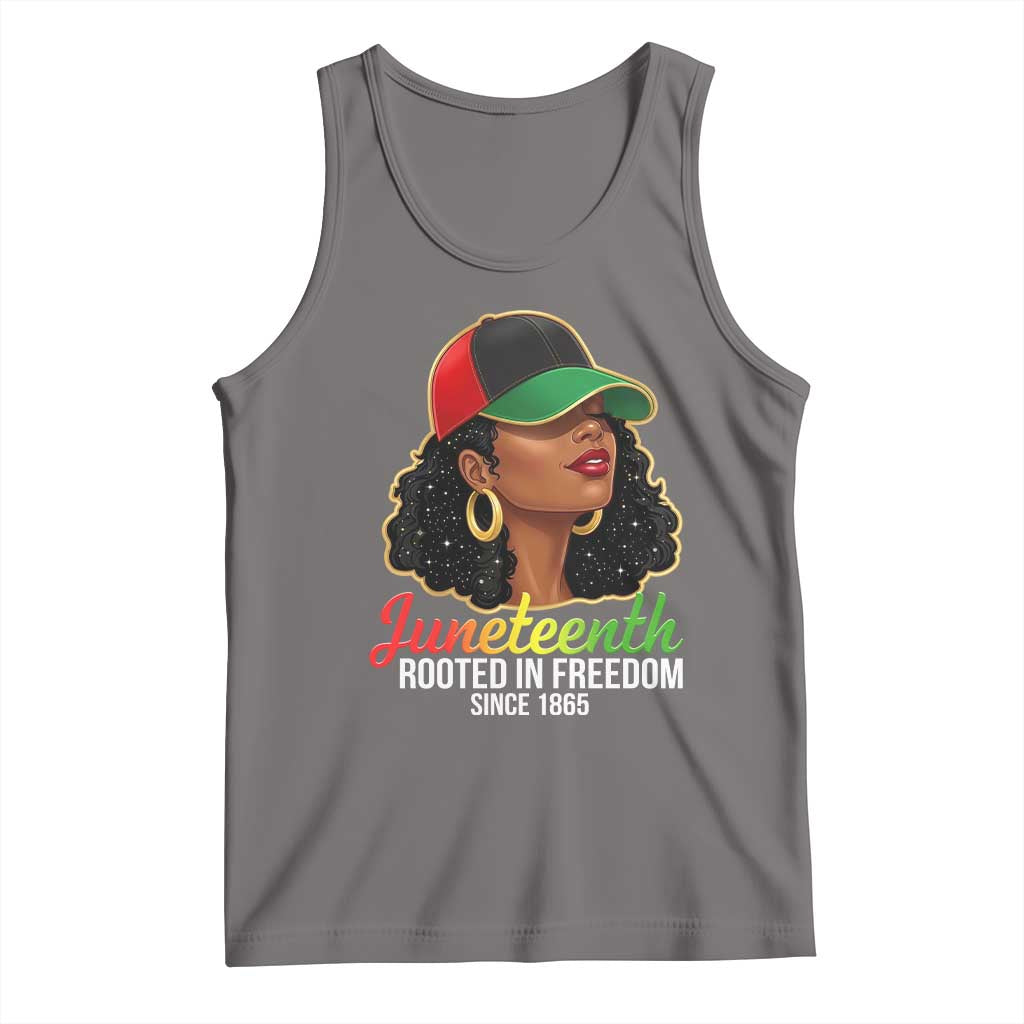 Black Woman Juneteenth Graphic Tank Top Rooted In Freedom Since 1865