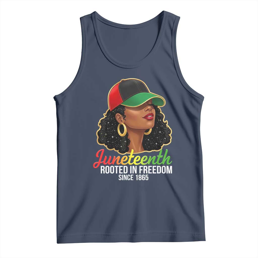 Black Woman Juneteenth Graphic Tank Top Rooted In Freedom Since 1865
