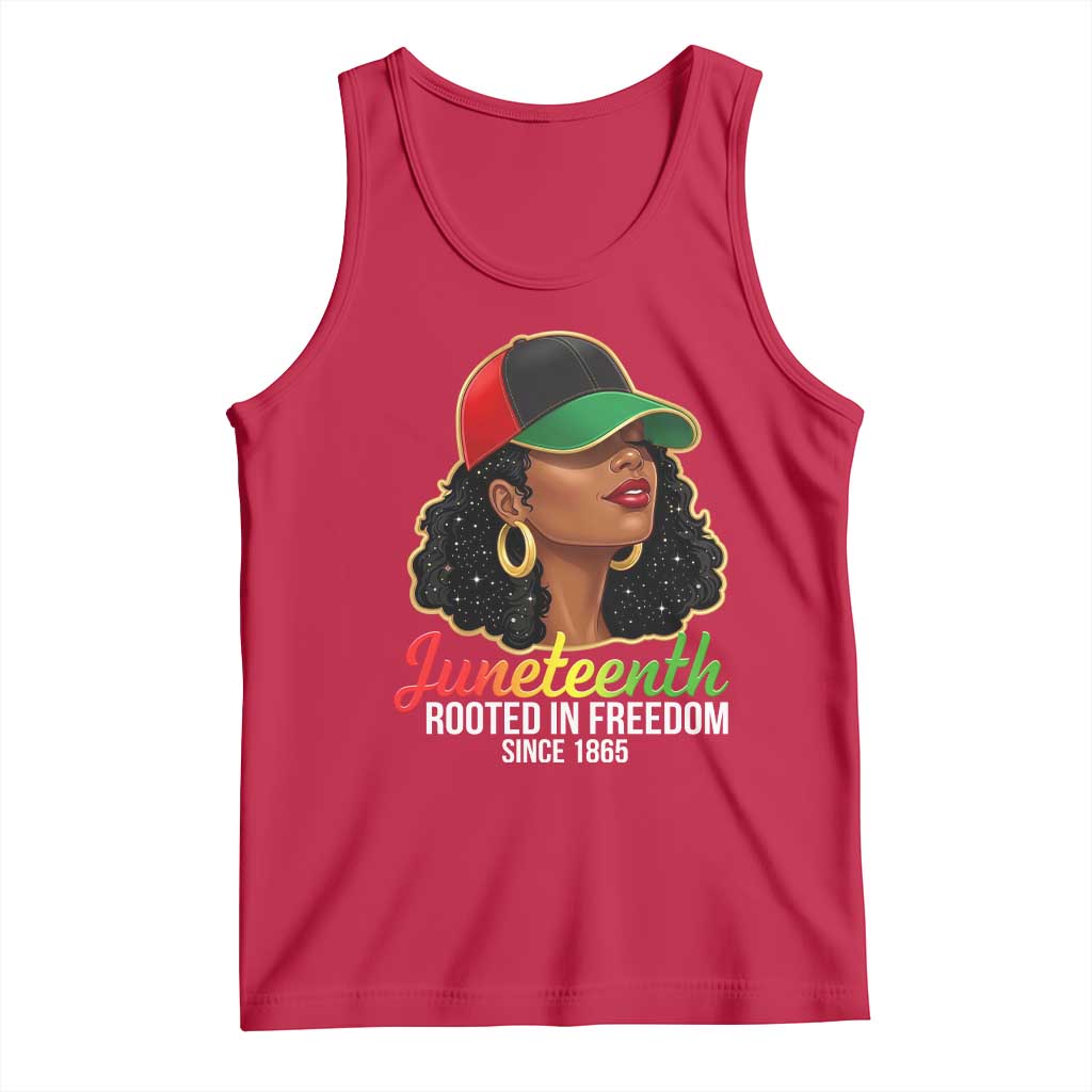 Black Woman Juneteenth Graphic Tank Top Rooted In Freedom Since 1865