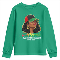 Black Woman Juneteenth Graphic Youth Sweatshirt Rooted In Freedom Since 1865