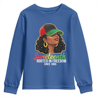 Black Woman Juneteenth Graphic Youth Sweatshirt Rooted In Freedom Since 1865