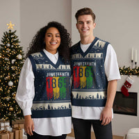 Juneteenth Freedom Pride V-Neck Knit Sweater Vest African American Heritage Graphic