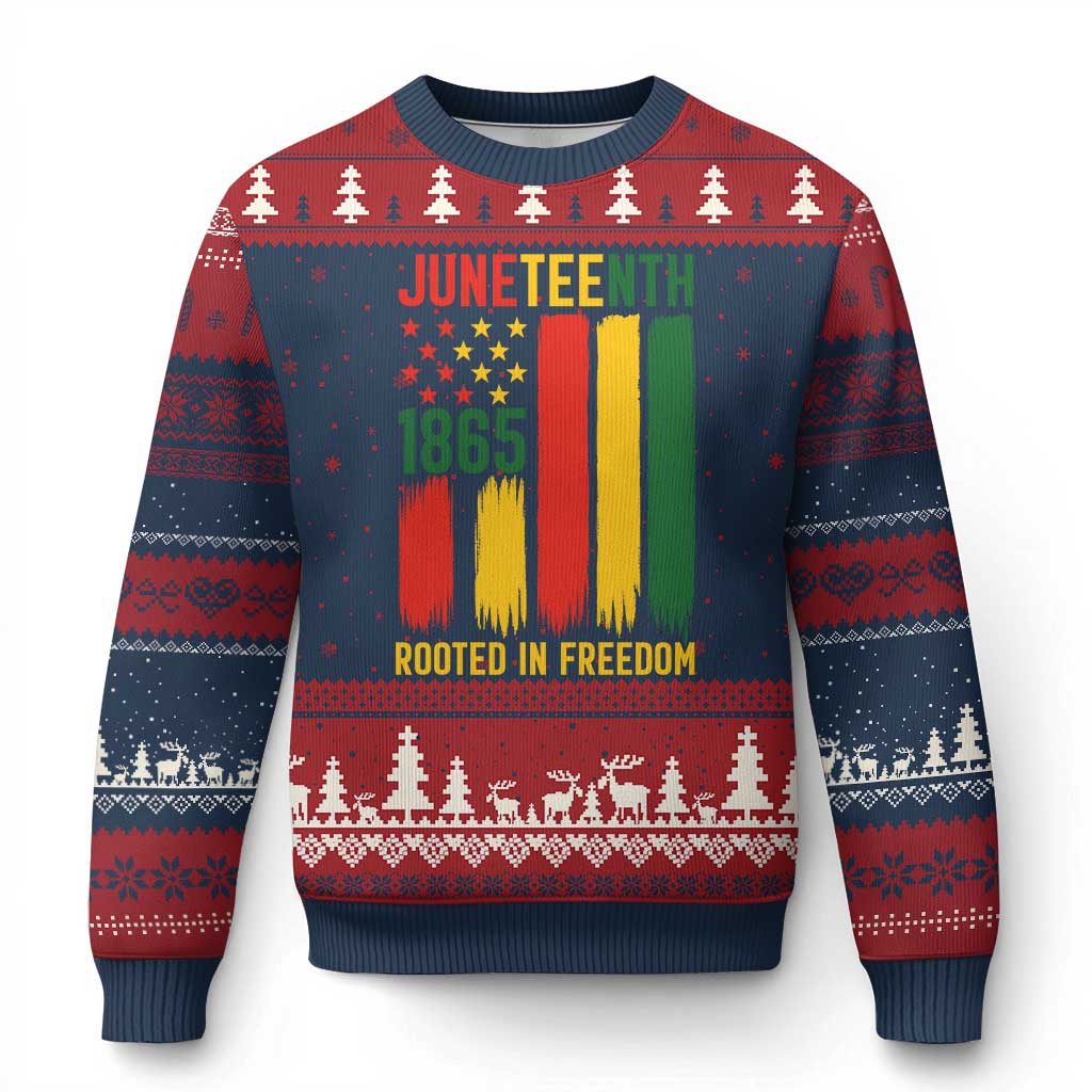 Juneteenth Rooted In Freedom 1865 Ugly Christmas Sweater African American Pride