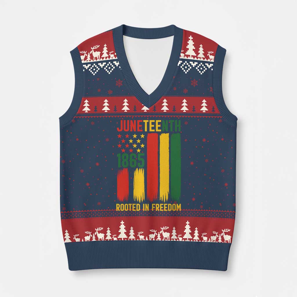 Juneteenth Rooted In Freedom 1865 V-Neck Knit Sweater Vest African American Pride