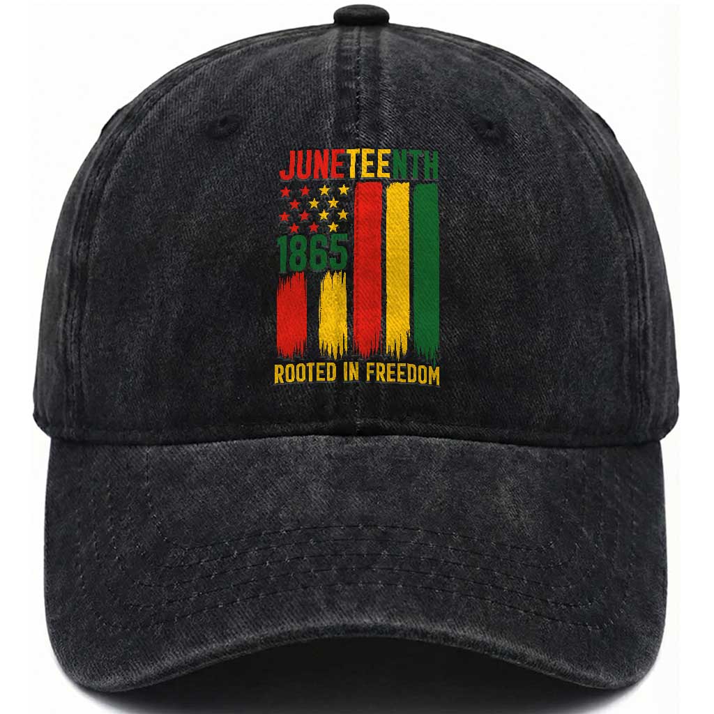 Juneteenth Rooted In Freedom 1865 Washed Cotton Baseball Cap African American Pride