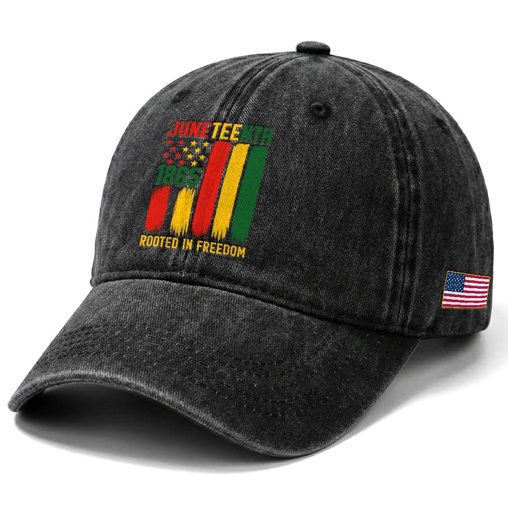 Juneteenth Rooted In Freedom 1865 Washed Cotton Baseball Cap African American Pride