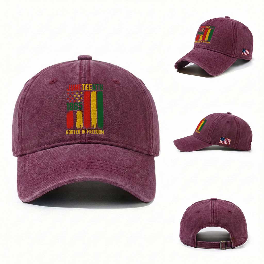 Juneteenth Rooted In Freedom 1865 Washed Cotton Baseball Cap African American Pride