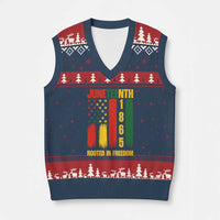 Juneteenth 1865 Freedom Pride V-Neck Knit Sweater Vest African American Heritage Graphic