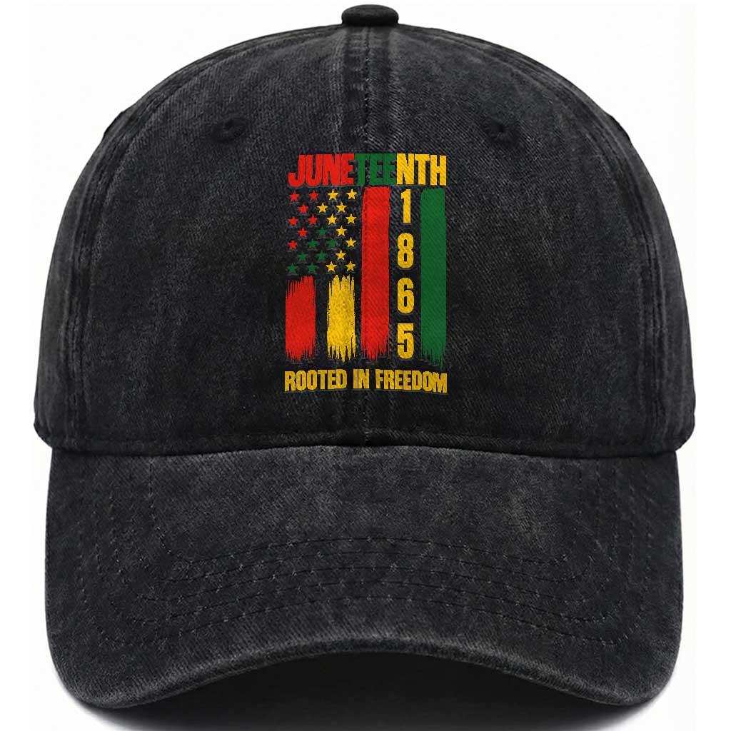 Juneteenth 1865 Freedom Pride Washed Cotton Baseball Cap African American Heritage Graphic