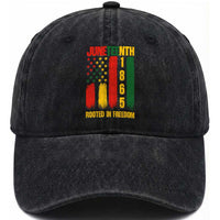 Juneteenth 1865 Freedom Pride Washed Cotton Baseball Cap African American Heritage Graphic