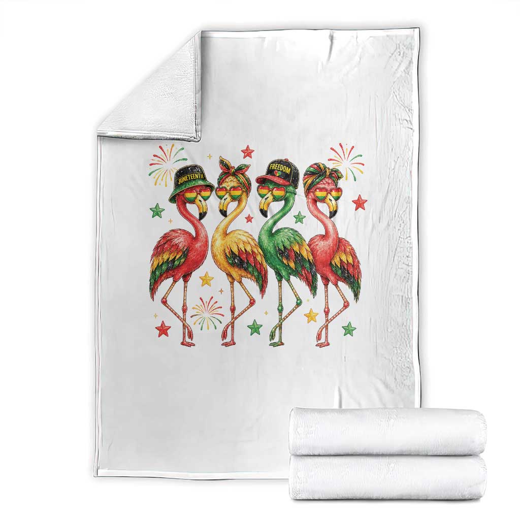 Funny Juneteenth Flamingos Squad Throw Blanket African American Heritage