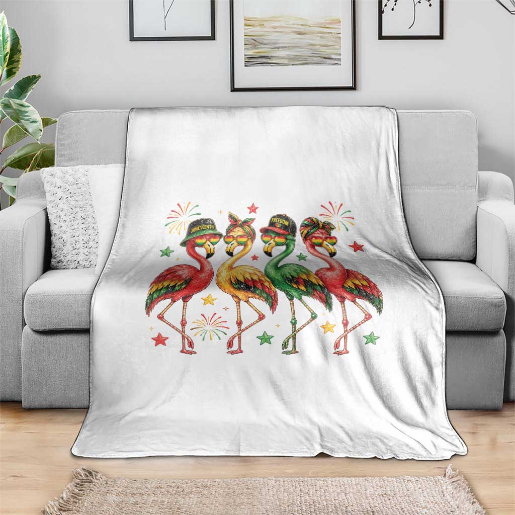 Funny Juneteenth Flamingos Squad Throw Blanket African American Heritage