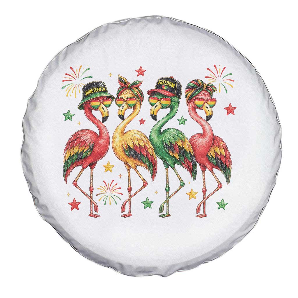Funny Juneteenth Flamingos Squad Spare Tire Cover African American Heritage