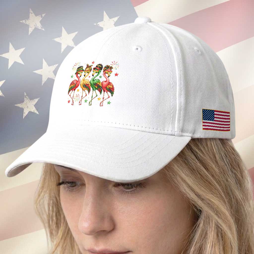 Funny Juneteenth Flamingos Squad Baseball Cap African American Heritage