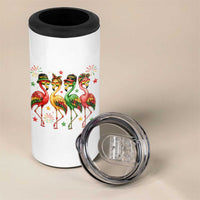 Funny Juneteenth Flamingos Squad 4 in 1 Can Cooler Tumbler African American Heritage