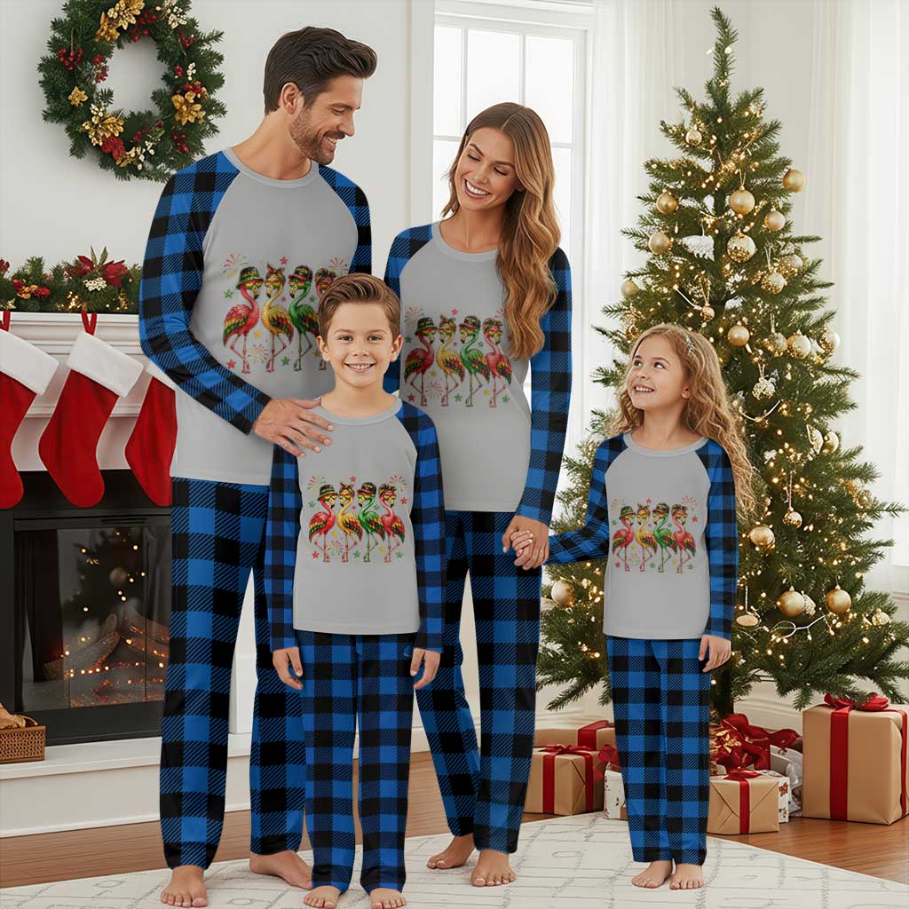 Funny Juneteenth Flamingos Squad Plaid Pajama Set African American Heritage