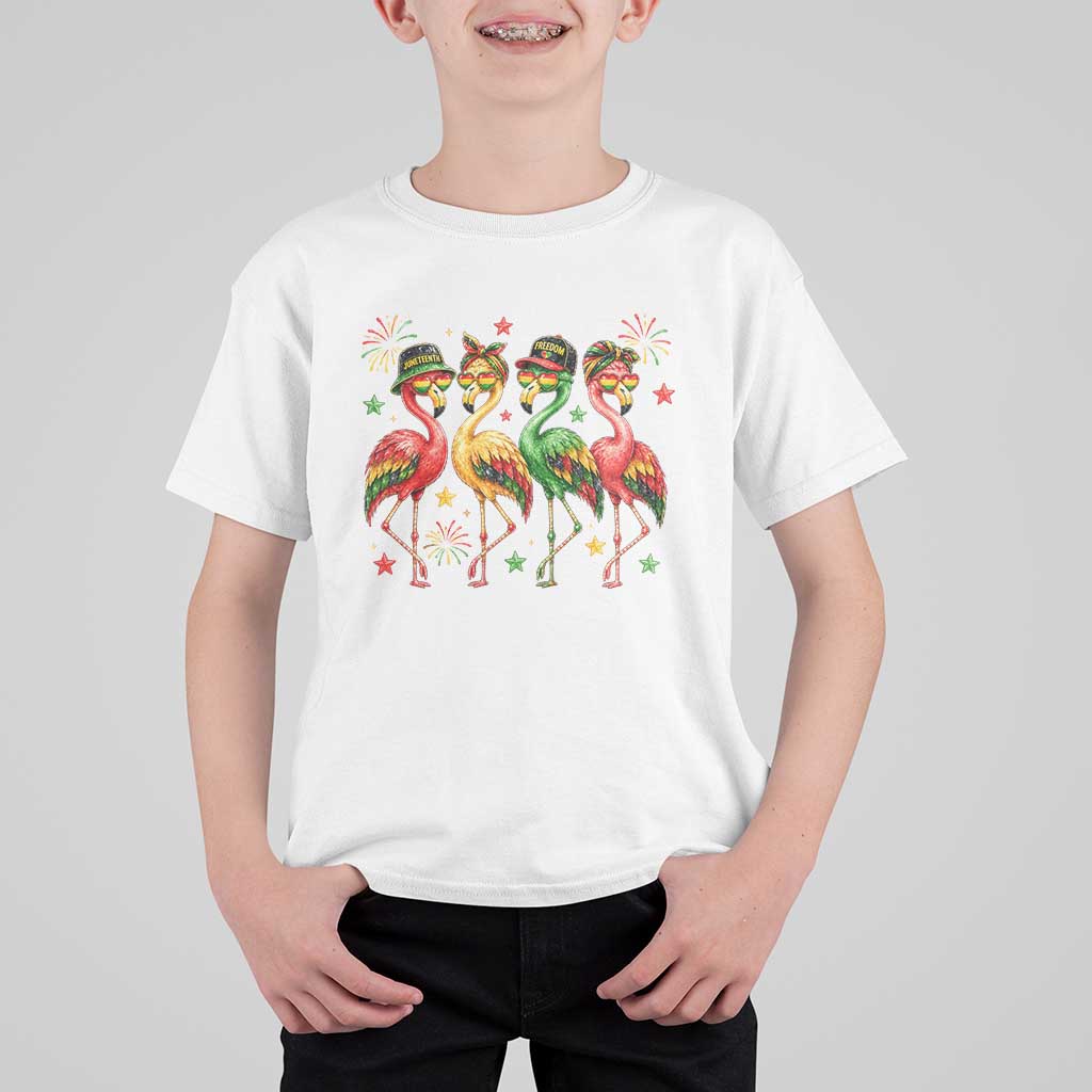Funny Juneteenth Flamingos Squad T Shirt For Kid African American Heritage