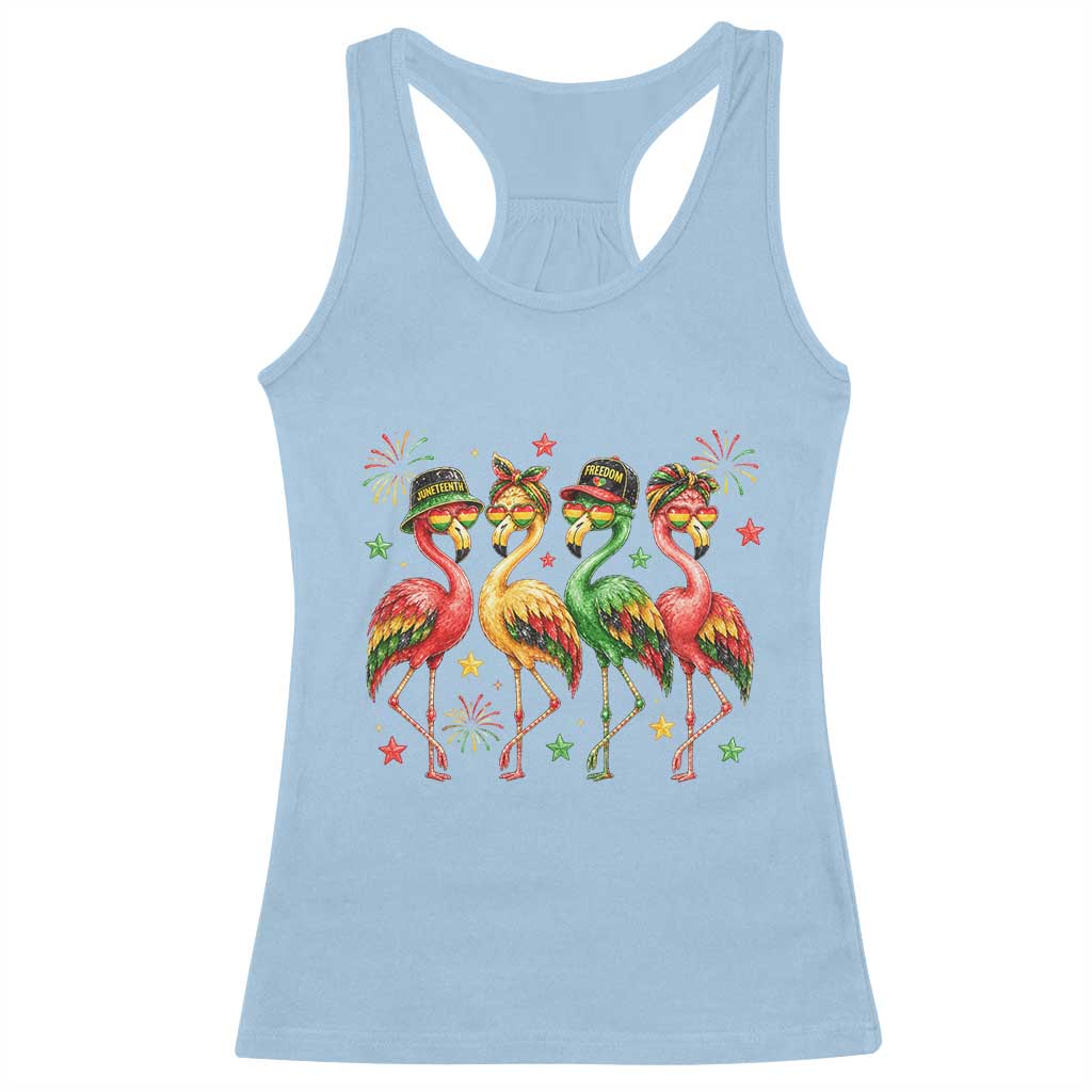 Funny Juneteenth Flamingos Squad Racerback Tank Top African American Heritage
