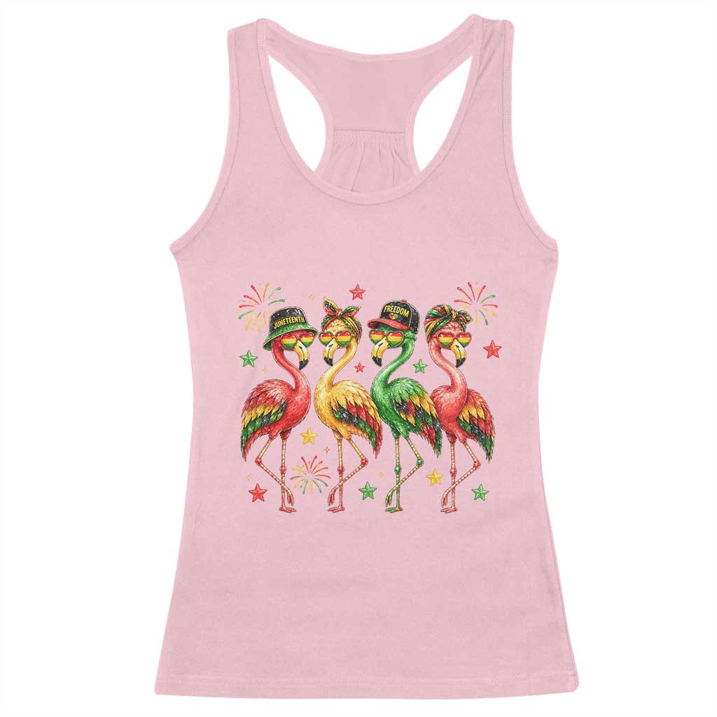 Funny Juneteenth Flamingos Squad Racerback Tank Top African American Heritage