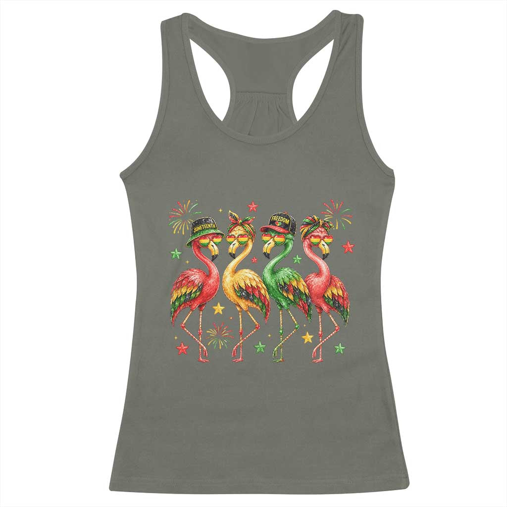 Funny Juneteenth Flamingos Squad Racerback Tank Top African American Heritage