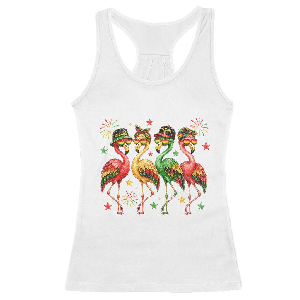 Funny Juneteenth Flamingos Squad Racerback Tank Top African American Heritage