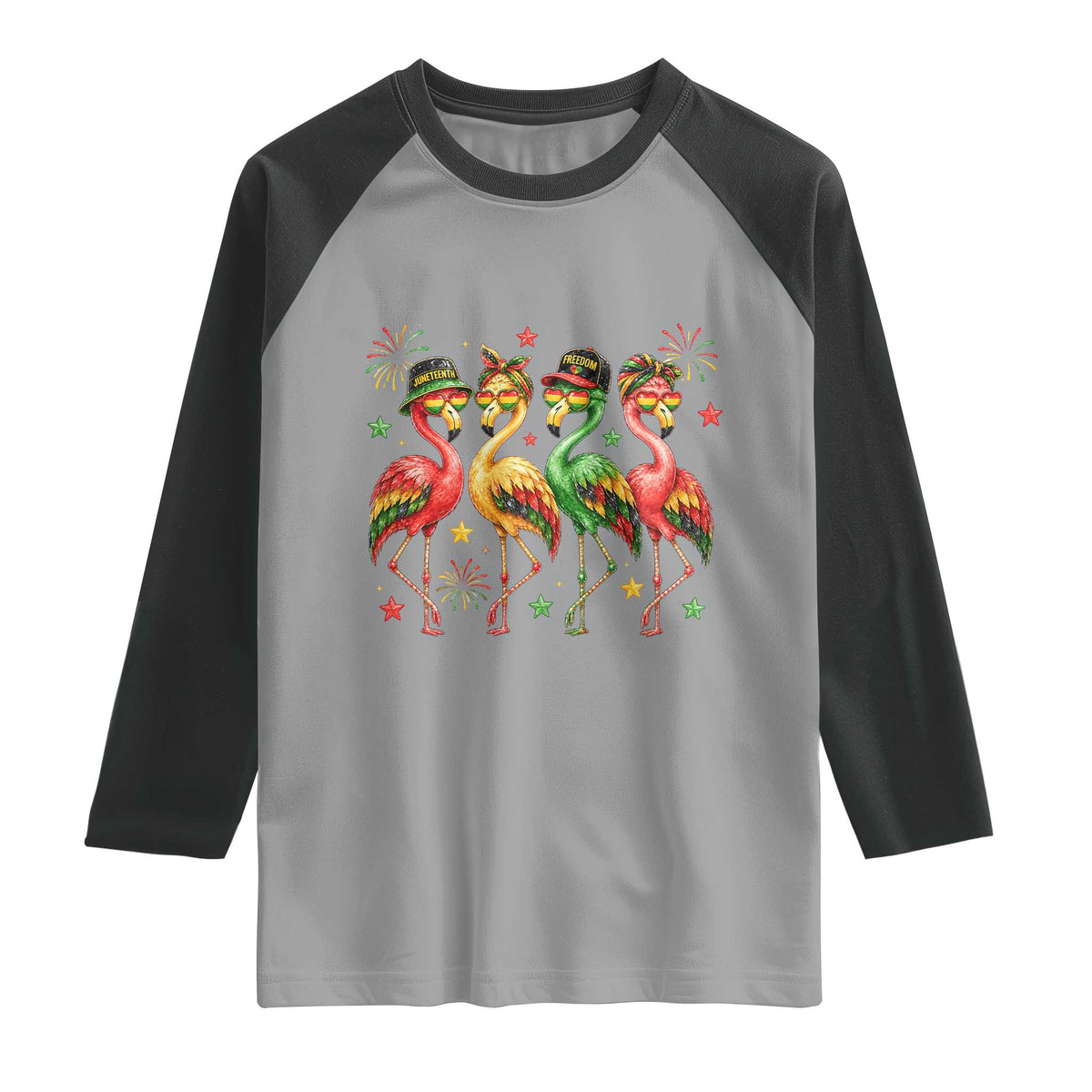 Funny Juneteenth Flamingos Squad Raglan Shirt African American Heritage