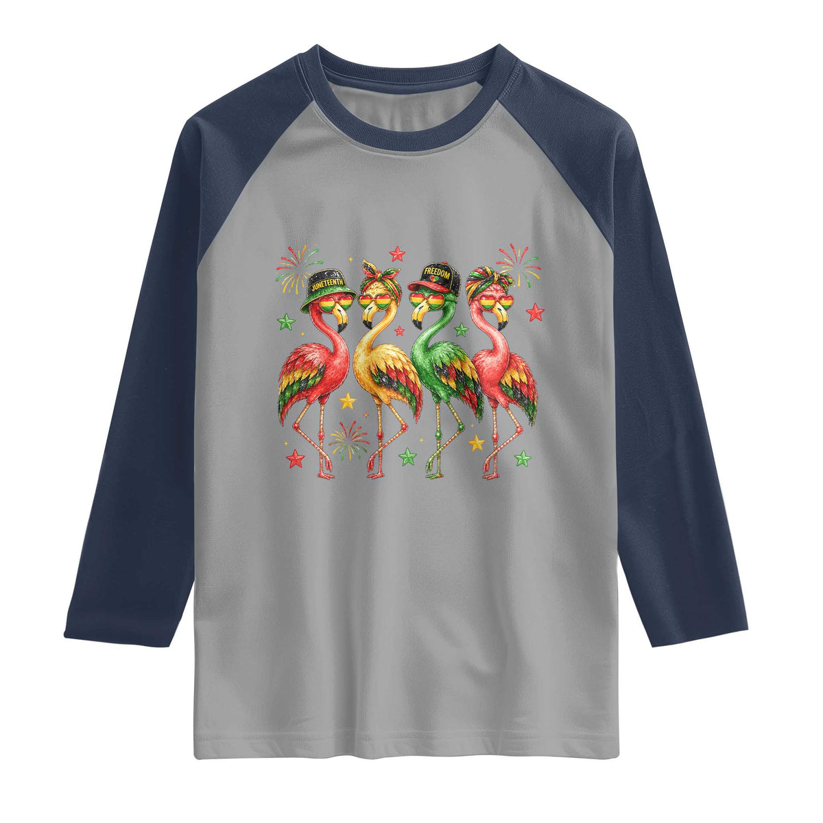Funny Juneteenth Flamingos Squad Raglan Shirt African American Heritage