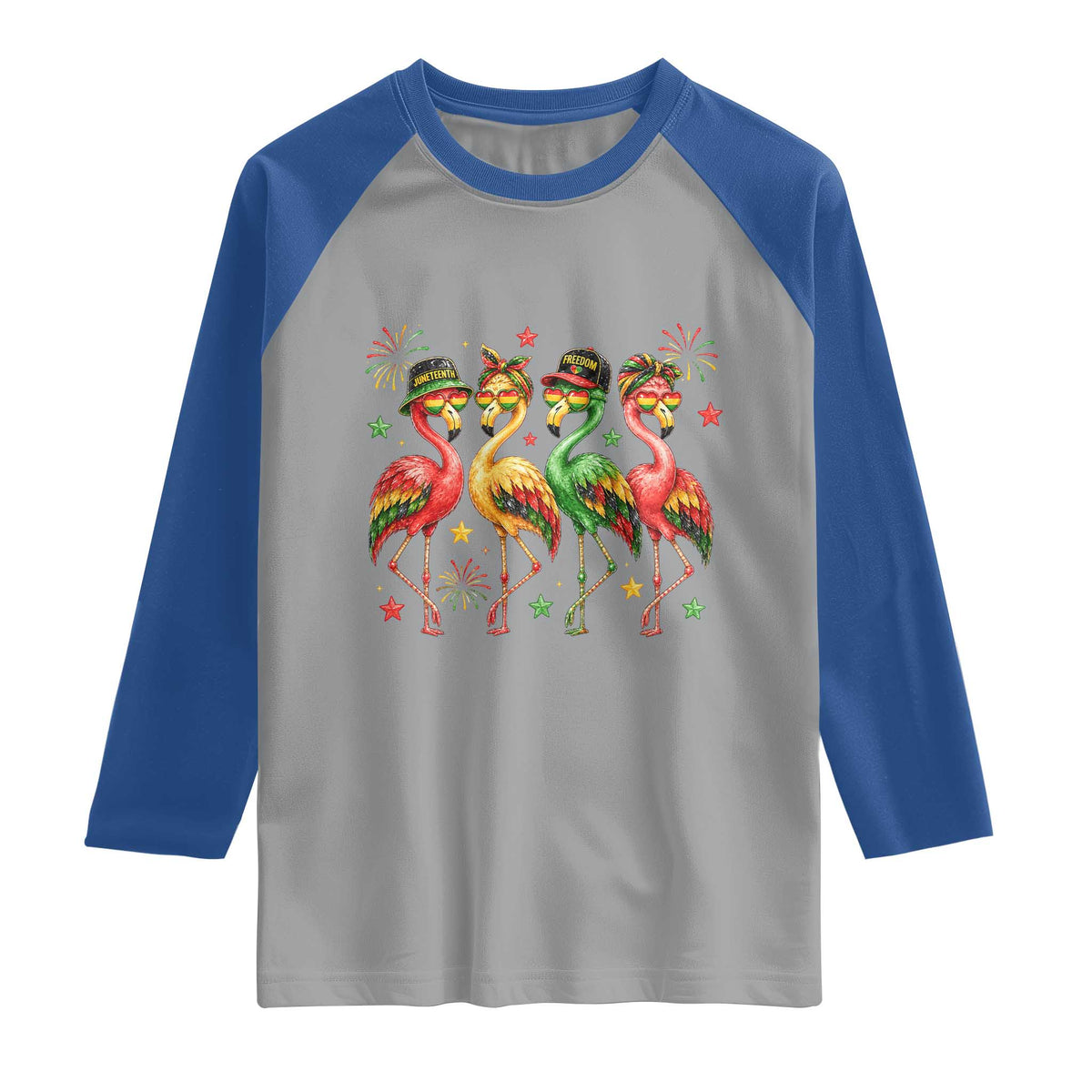 Funny Juneteenth Flamingos Squad Raglan Shirt African American Heritage