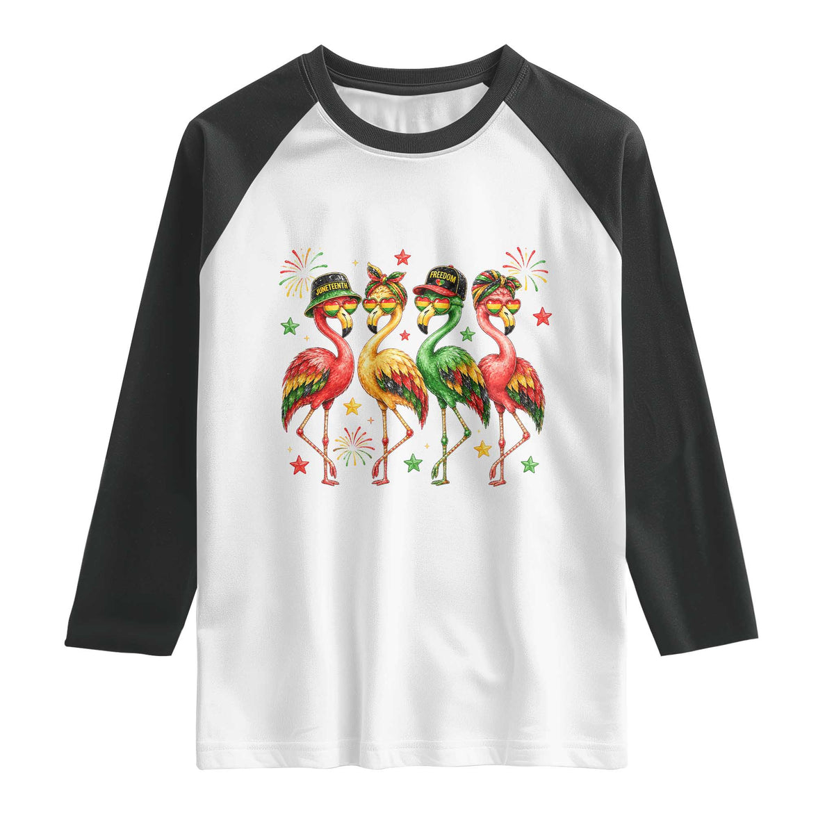 Funny Juneteenth Flamingos Squad Raglan Shirt African American Heritage
