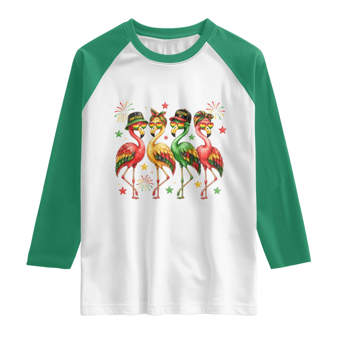 Funny Juneteenth Flamingos Squad Raglan Shirt African American Heritage