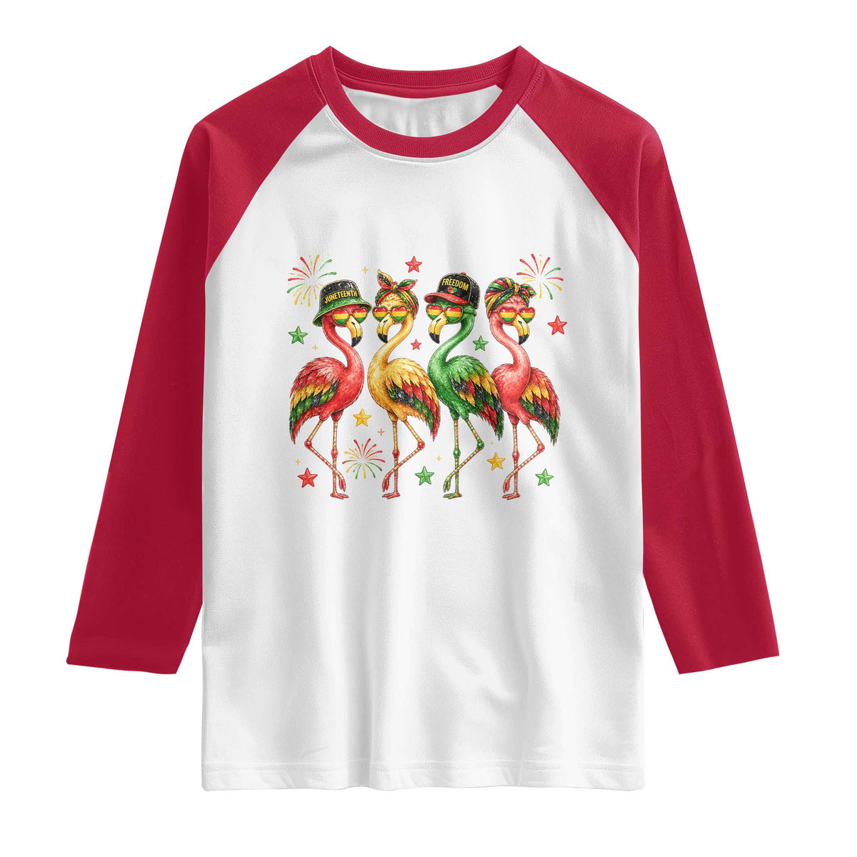 Funny Juneteenth Flamingos Squad Raglan Shirt African American Heritage