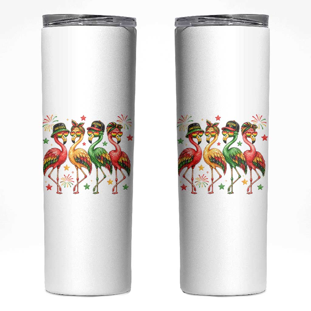 Funny Juneteenth Flamingos Squad Skinny Tumbler African American Heritage